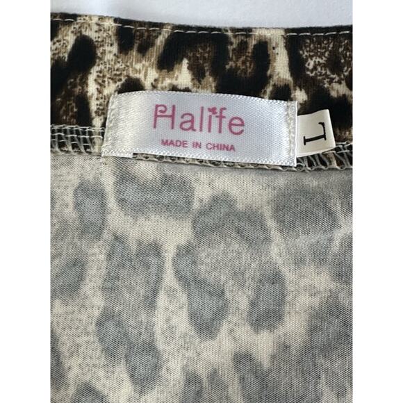 Women’s Sz L Long Cardigan Duster Sweater Animal Print Long Sleeve Pockets - Picture 11 of 15